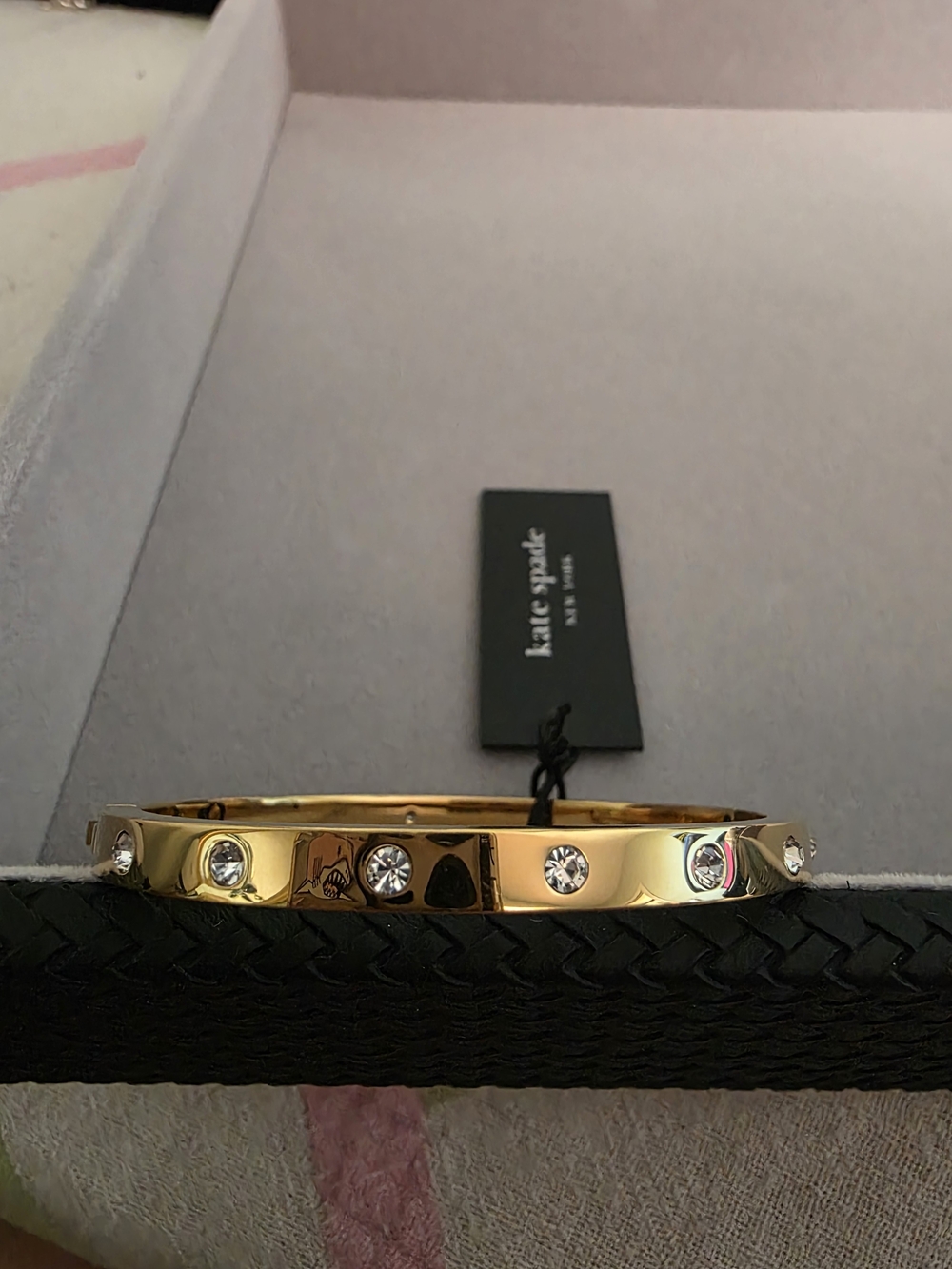 kate spade Gold-tone Crystal Accent Bangle Bracelet